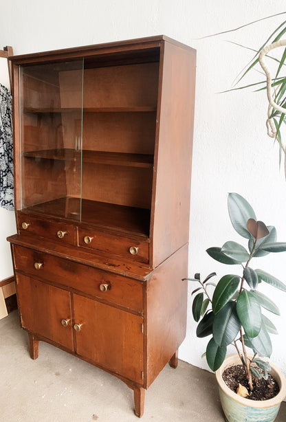 Mid Century Solid Wood Hutch