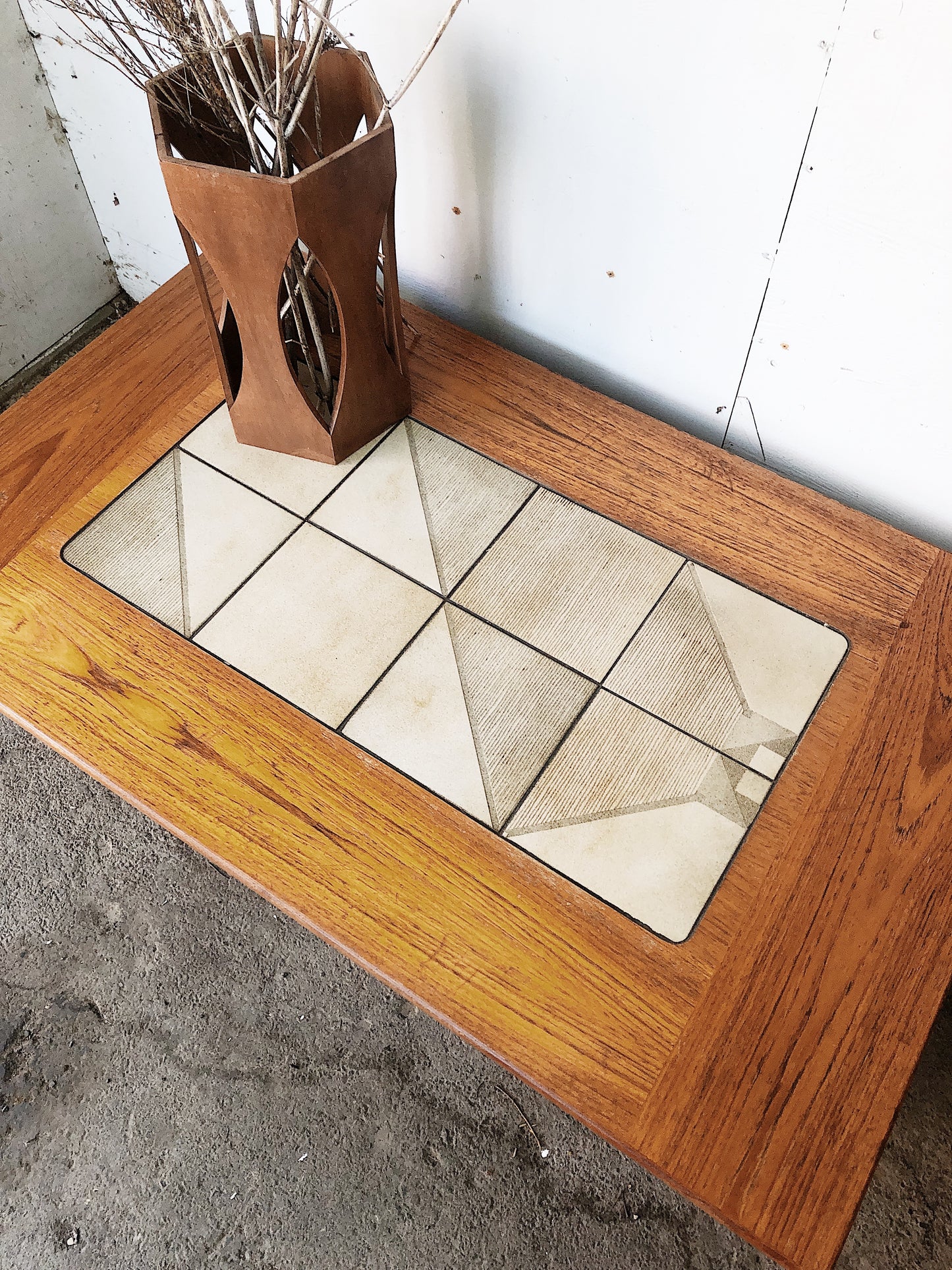 Vintage Danish Modern Ceramic Inlay Table