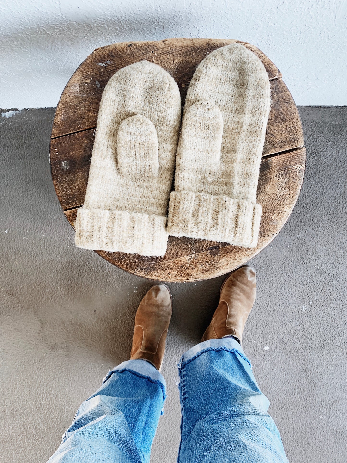 Vintage Felted Wool Mittens