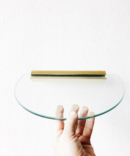 Vintage Brass and Glass Floating Shelf