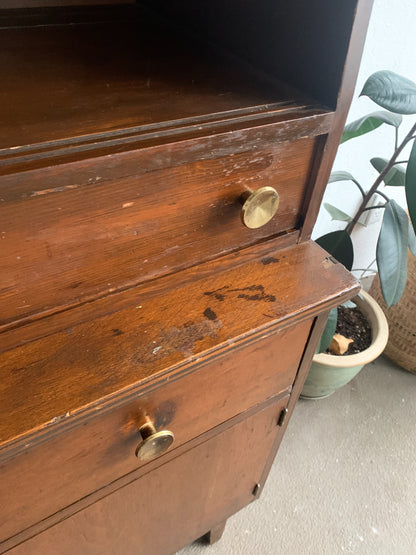 Mid Century Solid Wood Hutch