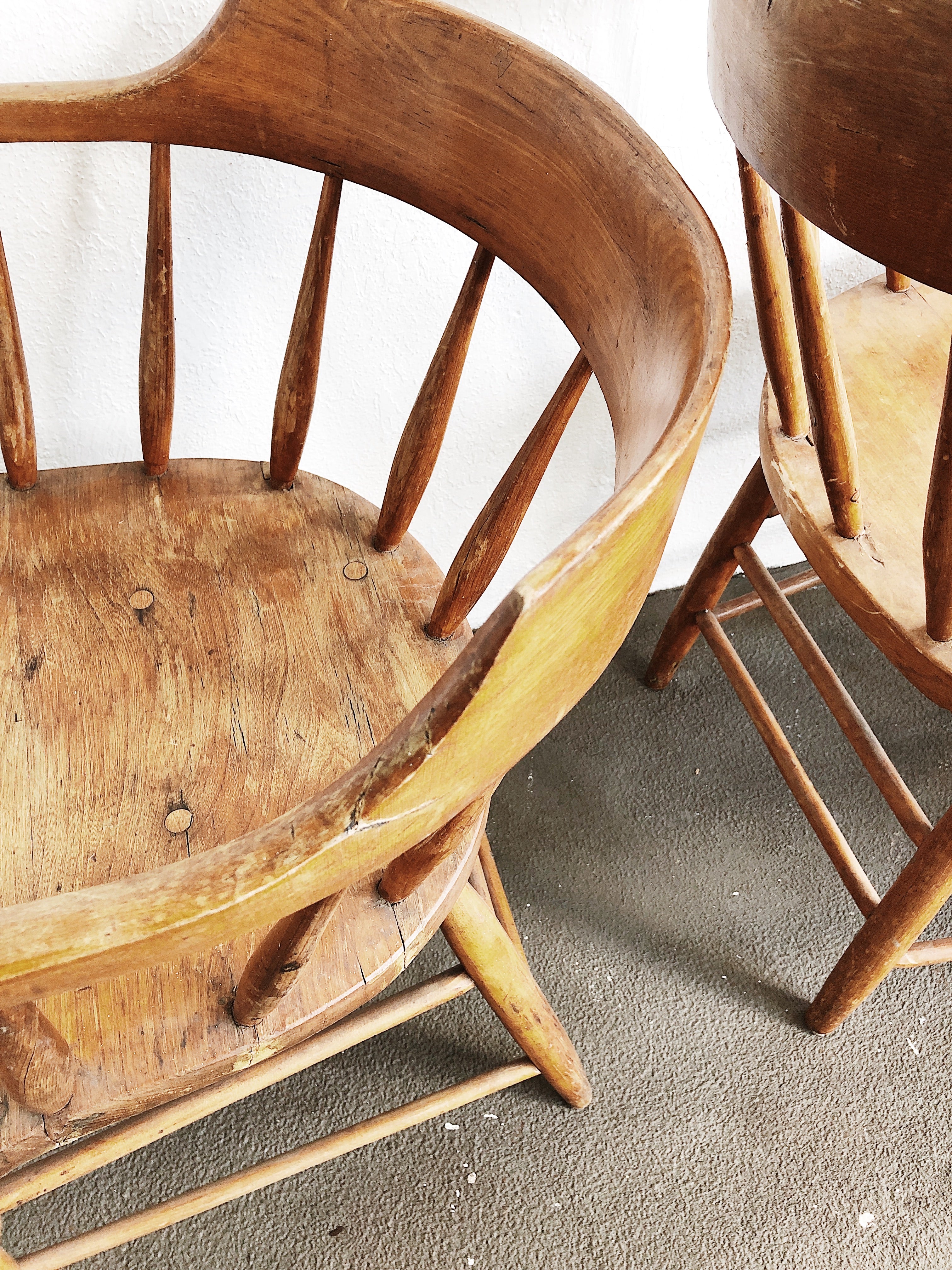 Antique wooden discount barrel back chair