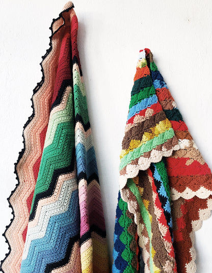 Vintage Crocheted Rainbow Blanket