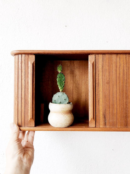 Vintage Teak Tambour Box