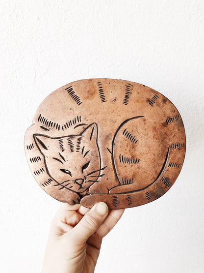 Vintage Copper Cat Trivet