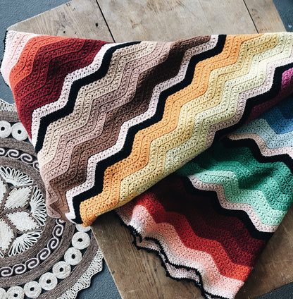 Vintage Crocheted Rainbow Blanket