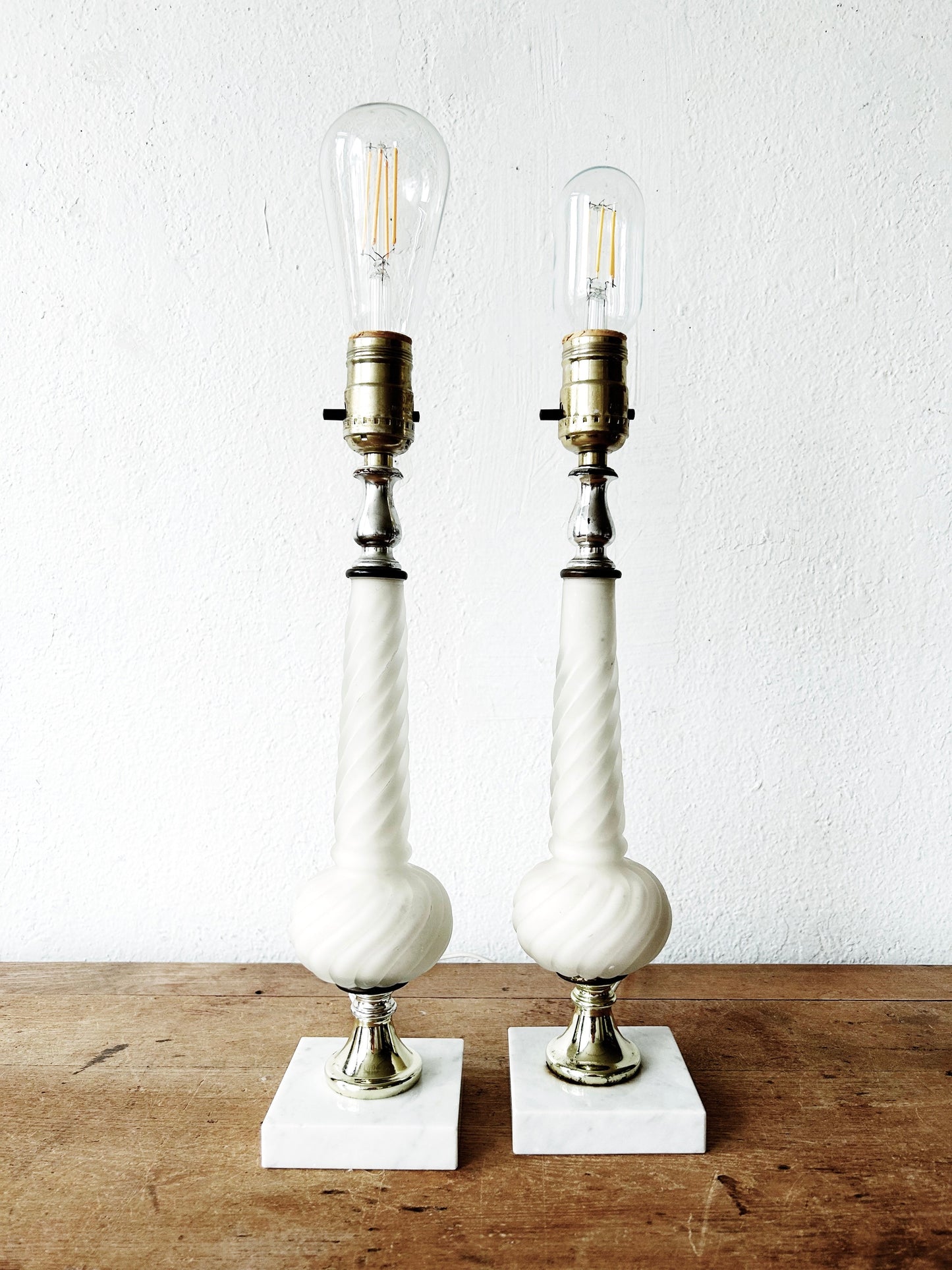 Vintage Glass Lamp Pair