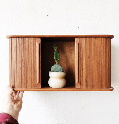 Vintage Teak Tambour Box