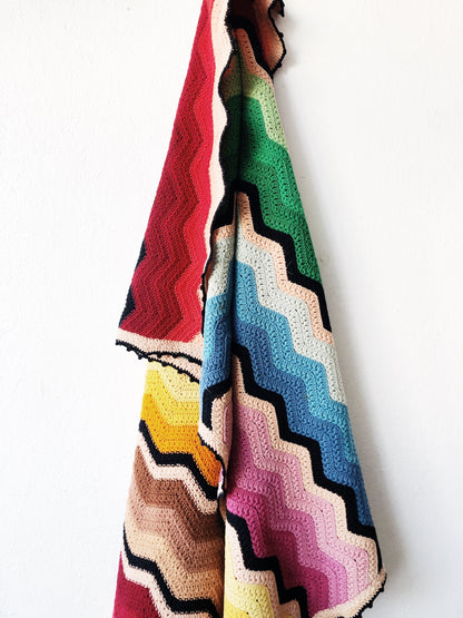 Vintage Crocheted Rainbow Blanket