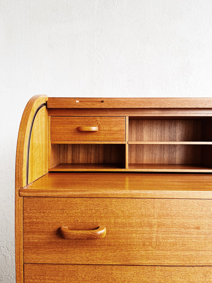 Vintage Teak Roll Top Desk