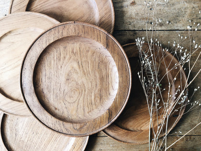 Set of Vintage Teak Plates