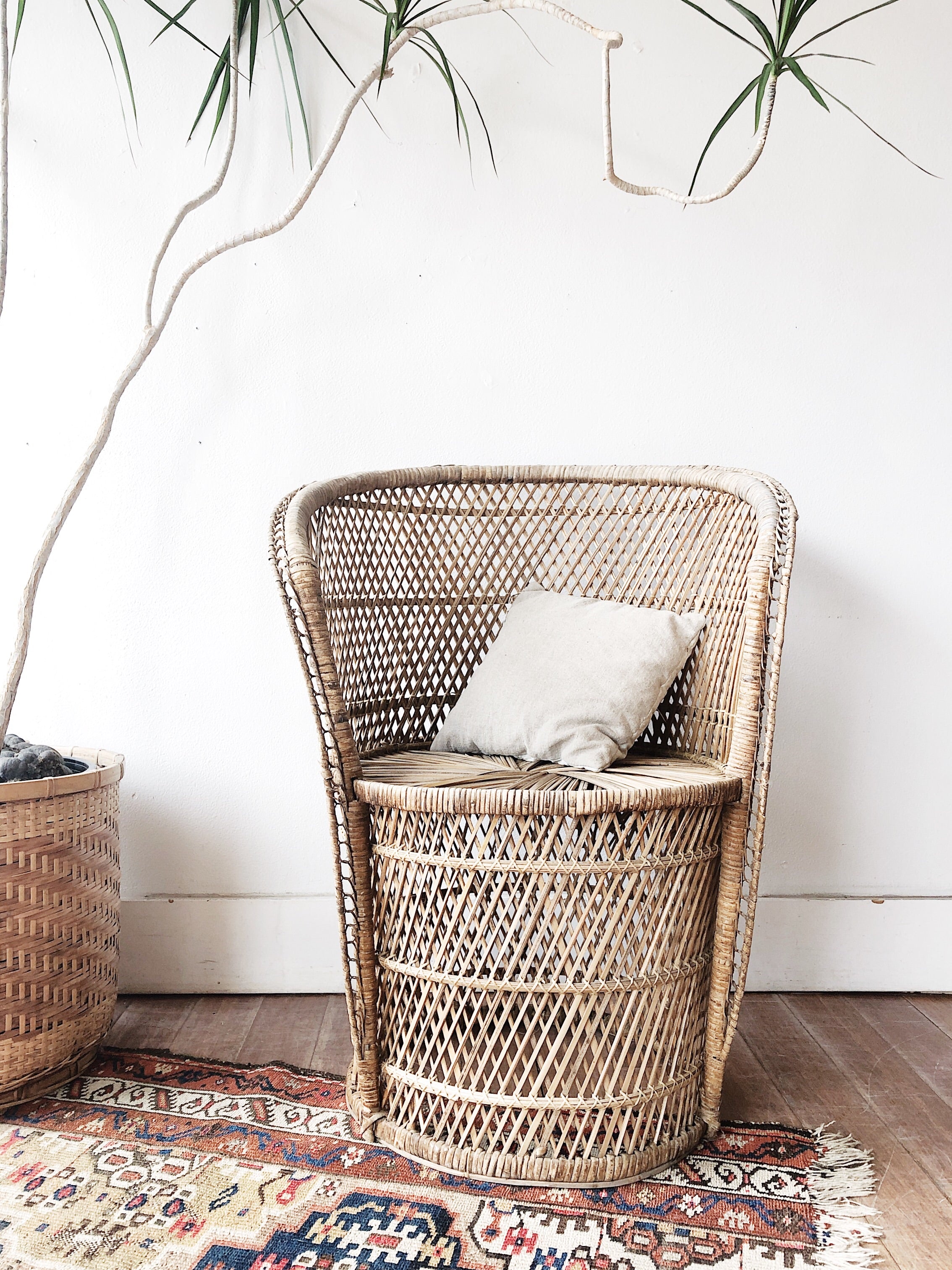 Vintage rattan store barrel chair