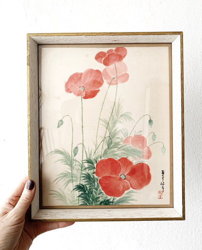 Antique Gansai Watercolor Painting Japan