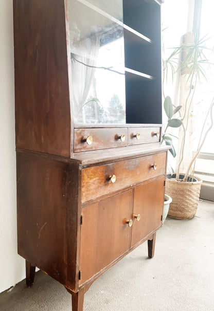 Mid Century Solid Wood Hutch