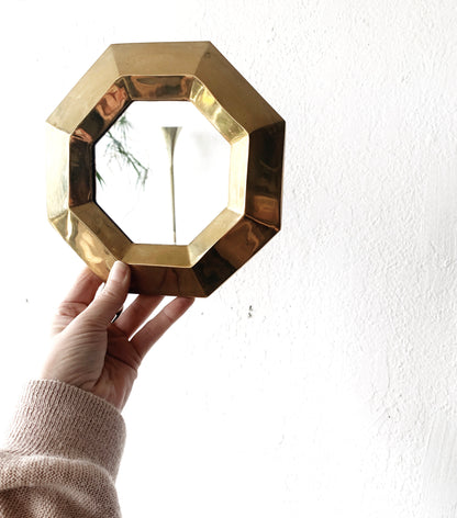 Vintage Brass Octagonal Mirror