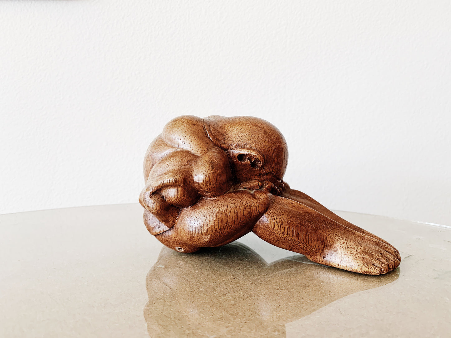 Carved Wood Weeping Buddha