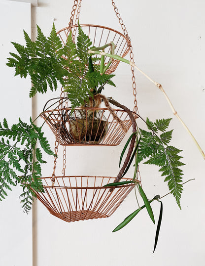 Triple Hanging Copper Baskets