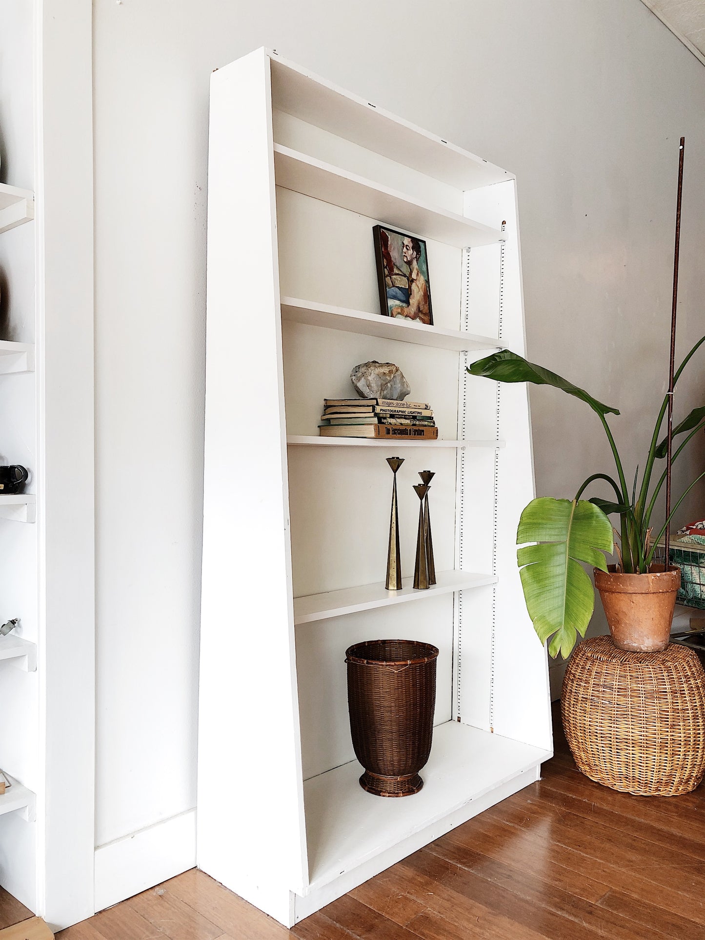 Tall Vintage Wood Library Shelf