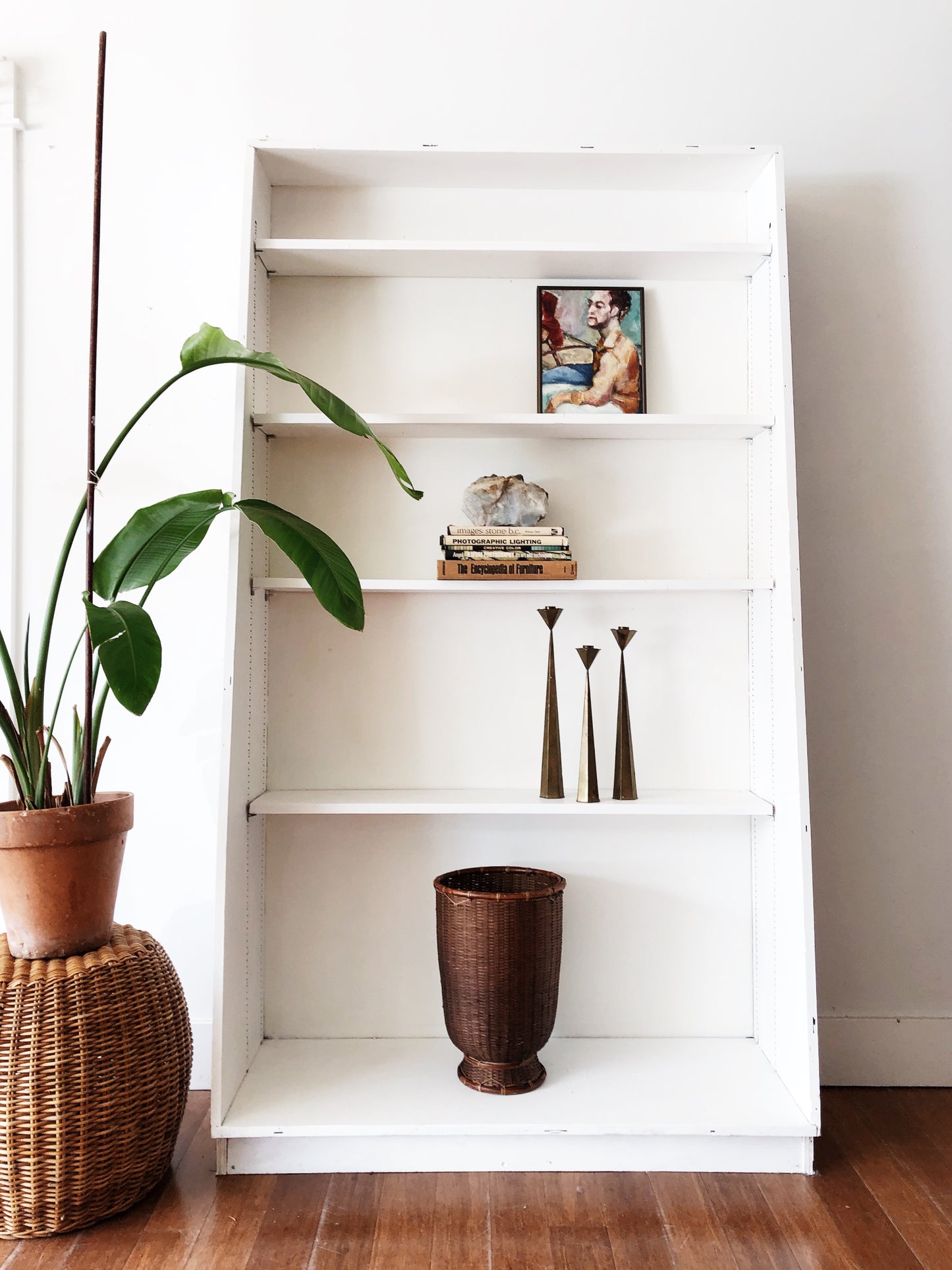 Tall Vintage Wood Library Shelf