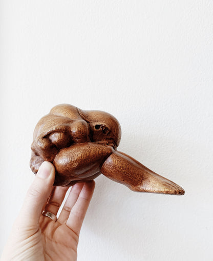 Carved Wood Weeping Buddha